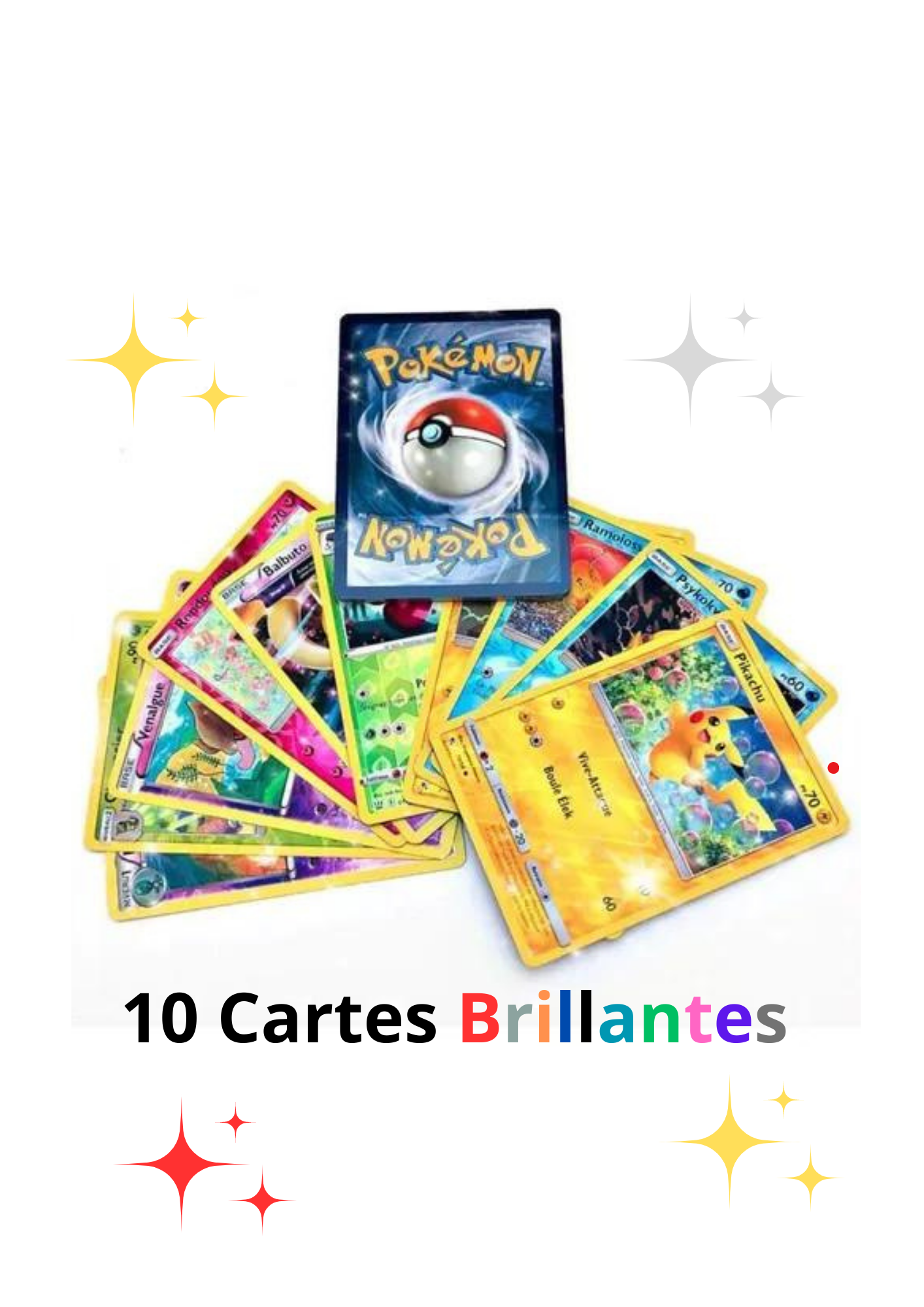 Lot 10 Brillantes Holographique Pokémon Française Officiel