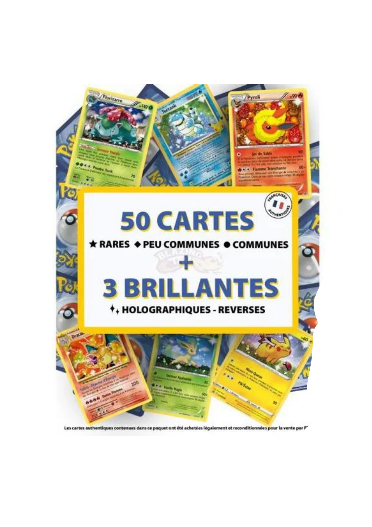 Lot 50 + 3 Brillantes  Cartes Pokémon Française Officiel